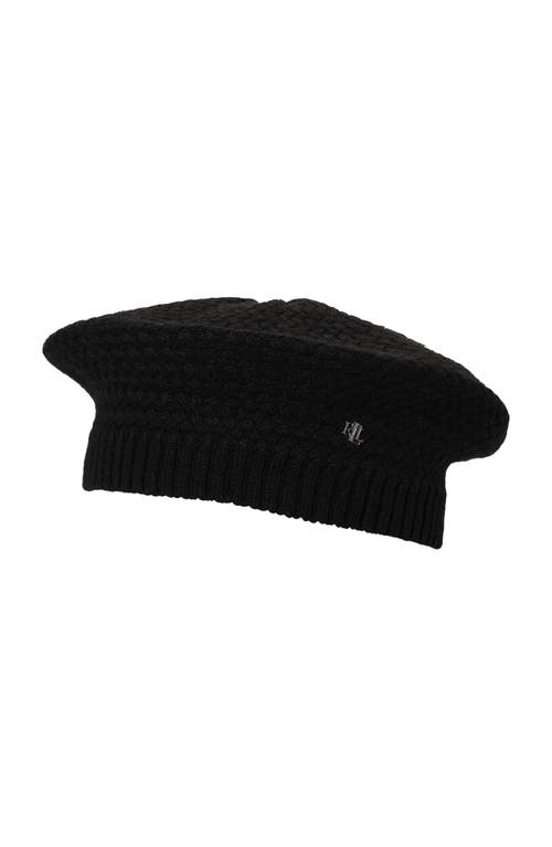 Ralph Lauren Lauren Basket Knit Beret In Black