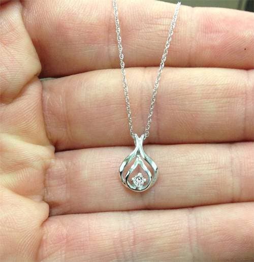 Bliss Diamond Solitaire Diamond Pendant 10k Gold Lab Grown Necklace In 10k White Gold