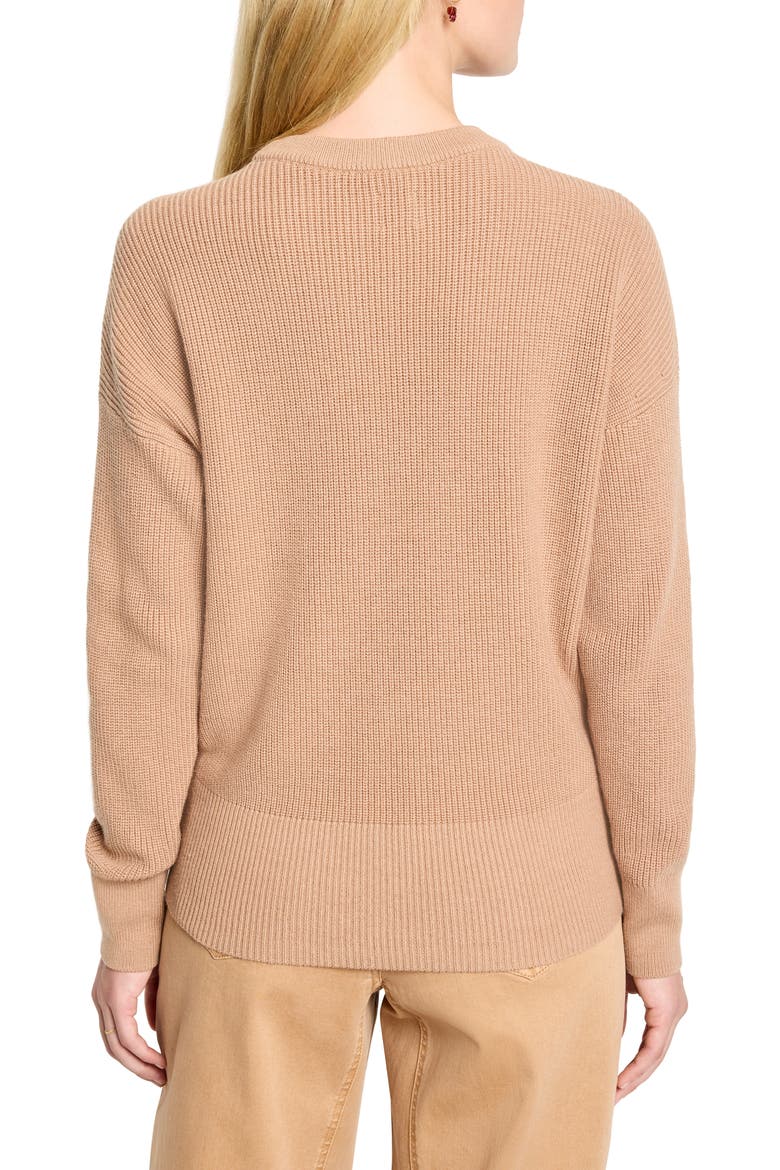 Shaker Stitch Creweck Cotton Blend Sweater, Alternate, color, BURRO