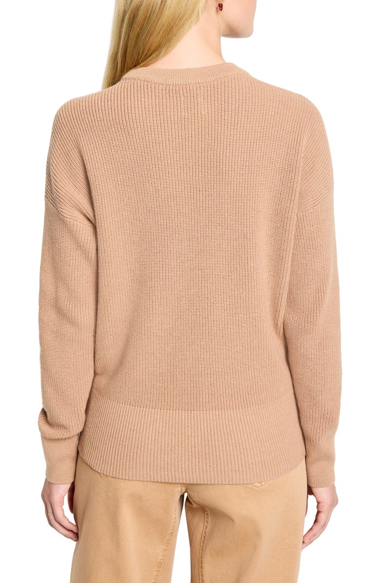 NIC+ZOE Shaker Stitch Creweck Cotton Blend Sweater, Alternate, color, Burro