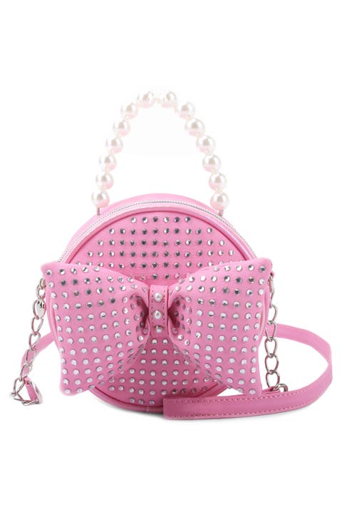 Kids' Stone Bow & Pearl Handle Crossbody Bag (Big Kid)