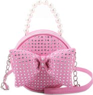 OMG Accessories Kids' Stone Bow & Pearl Handle Crossbody Bag