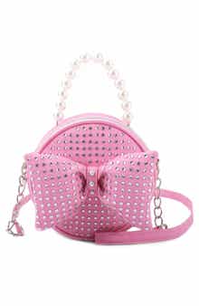 Kids' Stone Bow & Pearl Handle Crossbody Bag