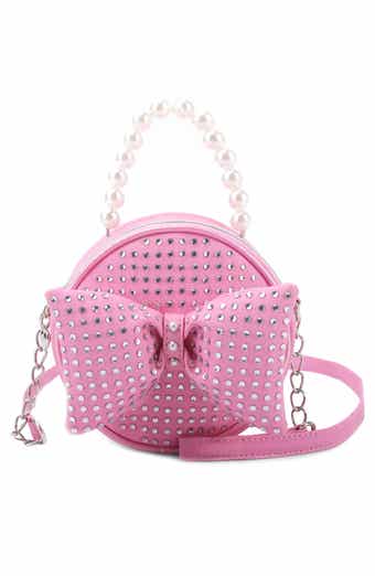 Kids' Stone Bow & Pearl Handle Crossbody Bag