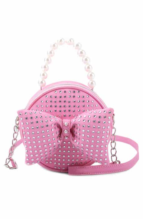 Kids' Stone Bow & Pearl Handle Crossbody Bag