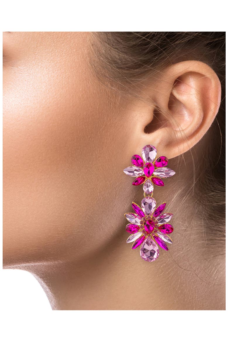 Crystal Cluster Drop Earrings (Nordstrom Exclusive), Alternate, color, PINK/ GOLD