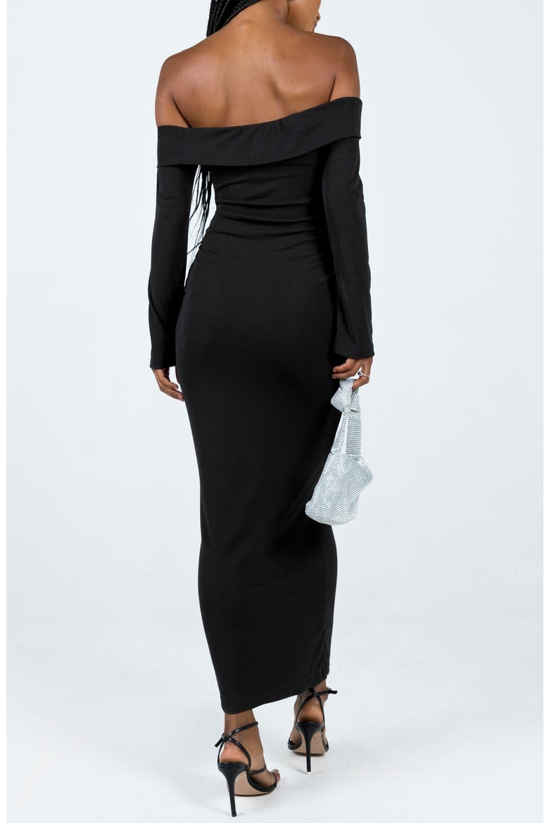 Maida Off the Shoulder Long Sleeve Maxi Dress, Alternate, color, BLACK
