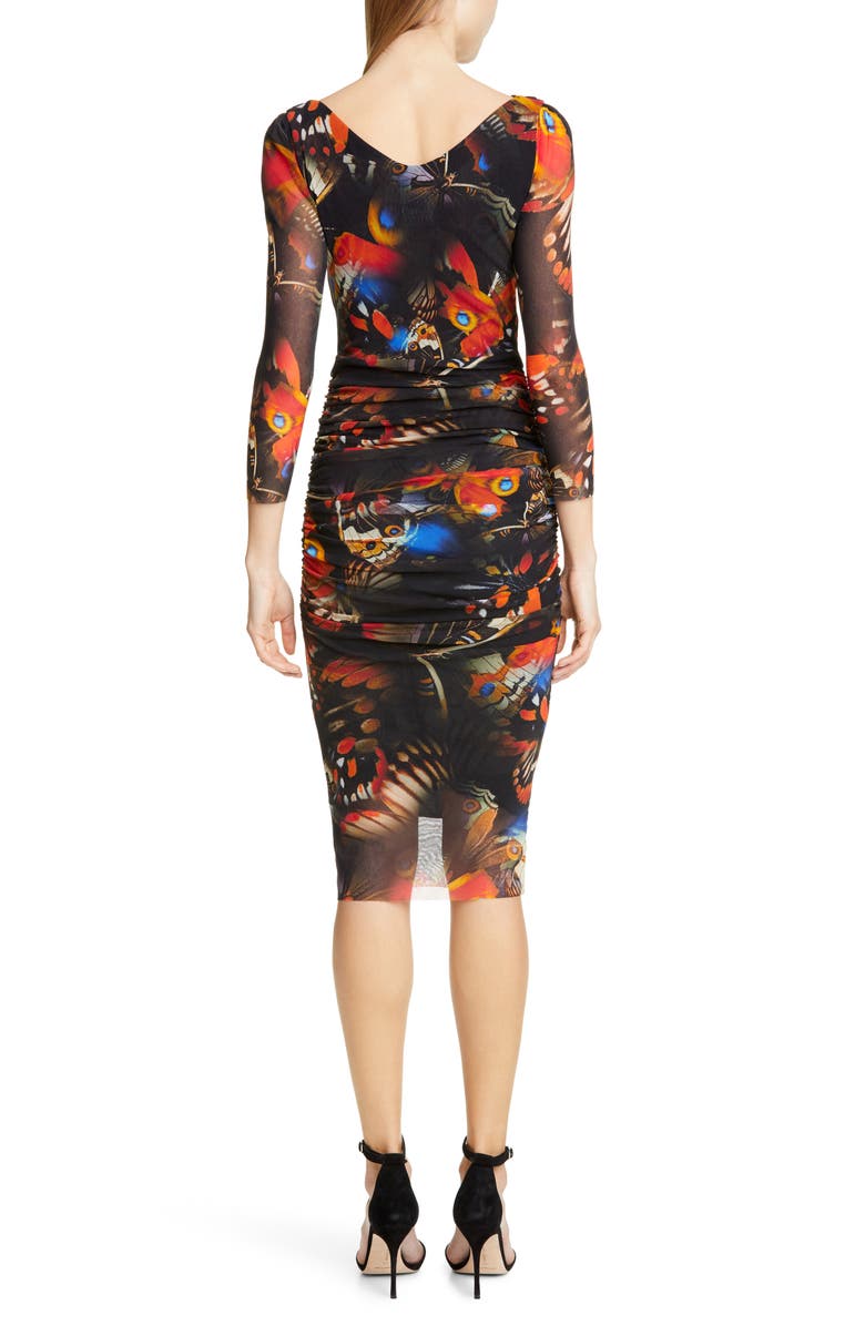 Fuzzi Butterfly Print Ruched Dress, Alternate, color,