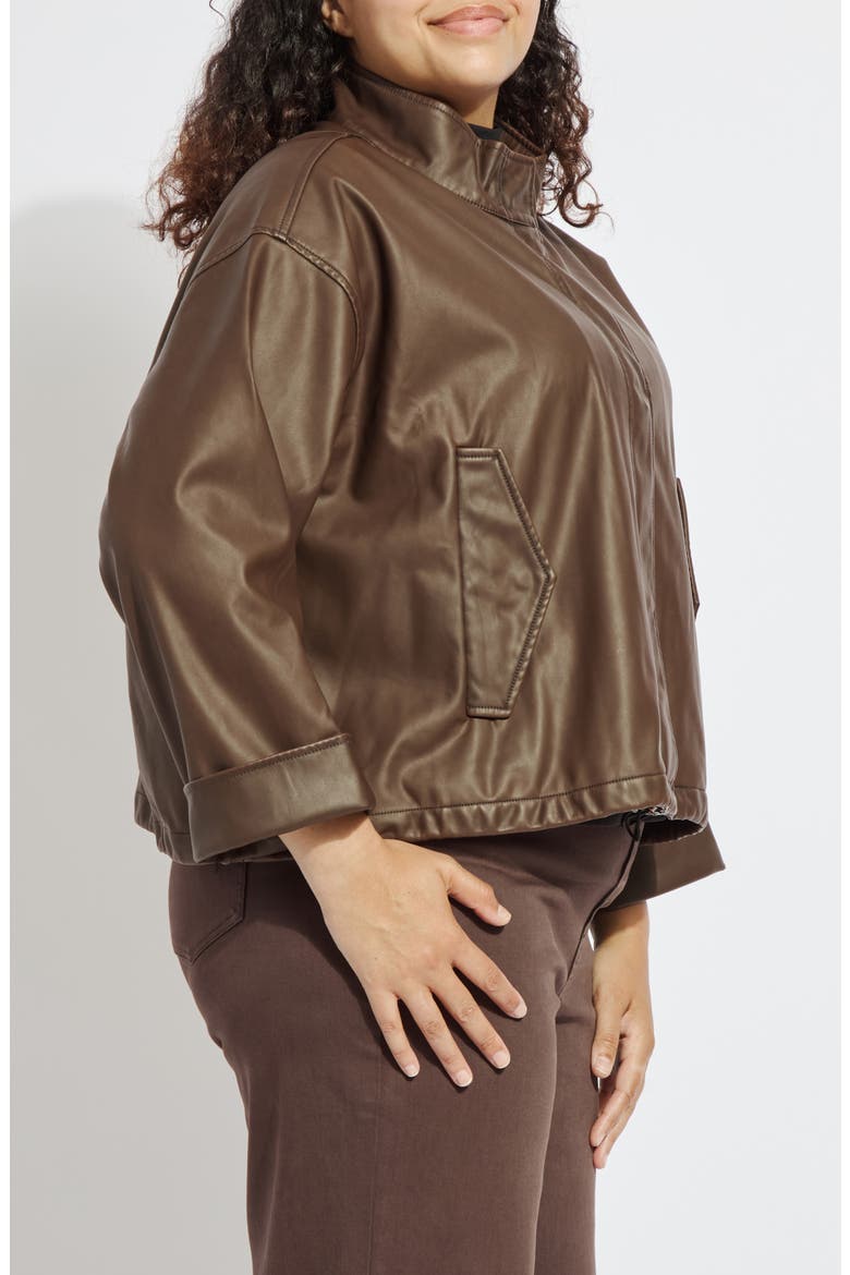 Mina Oversized Faux Leather Jacket, Alternate, color, TRUFFLE