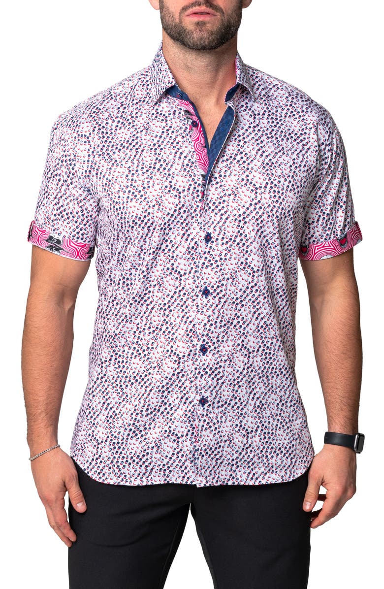 Maceoo Galileo Pool Short Sleeve Contemporary Fit Button-Up Shirt, Main, color,