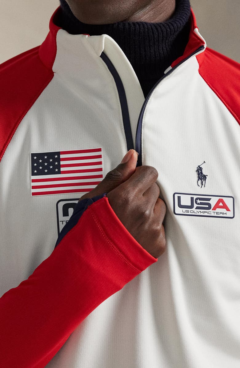 Polo Ralph Lauren Team USA Quarter Zip Fleece, Alternate, color, Ceramic White Multi