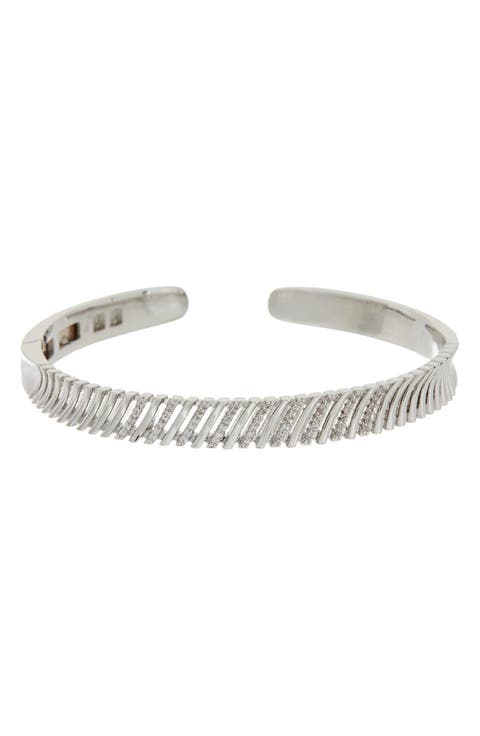 Cubic Zirconia Scalloped Cuff Bracelet