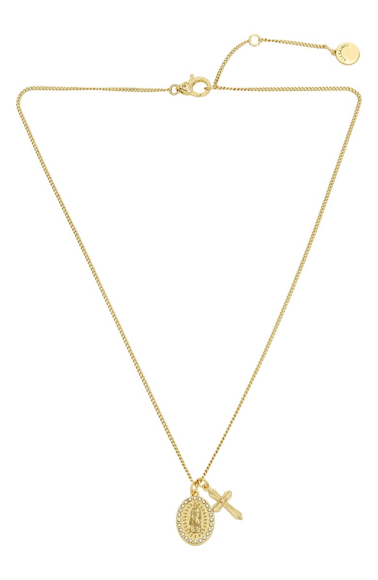 AllSaints Saint & Cross Charm Necklace, Main, color,
