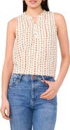 Two by Vince Camuto Print Henley Tank