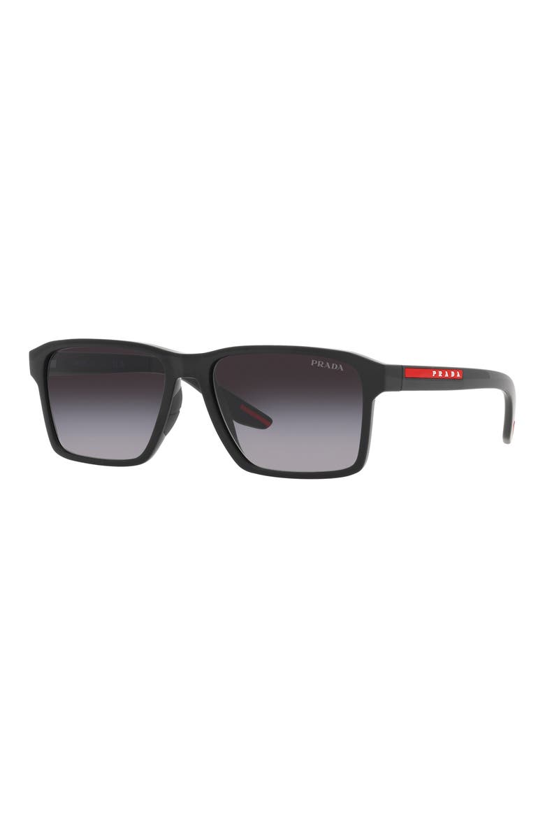 58mm Gradient Rectangular Sunglasses, Alternate, color, BLACK