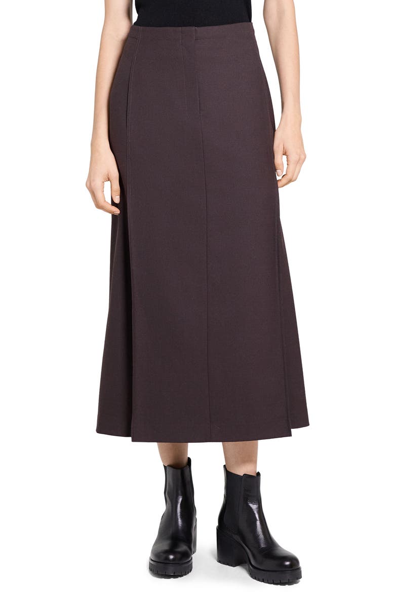Theory Pleated A-Line Skirt, Main, color, Cacao