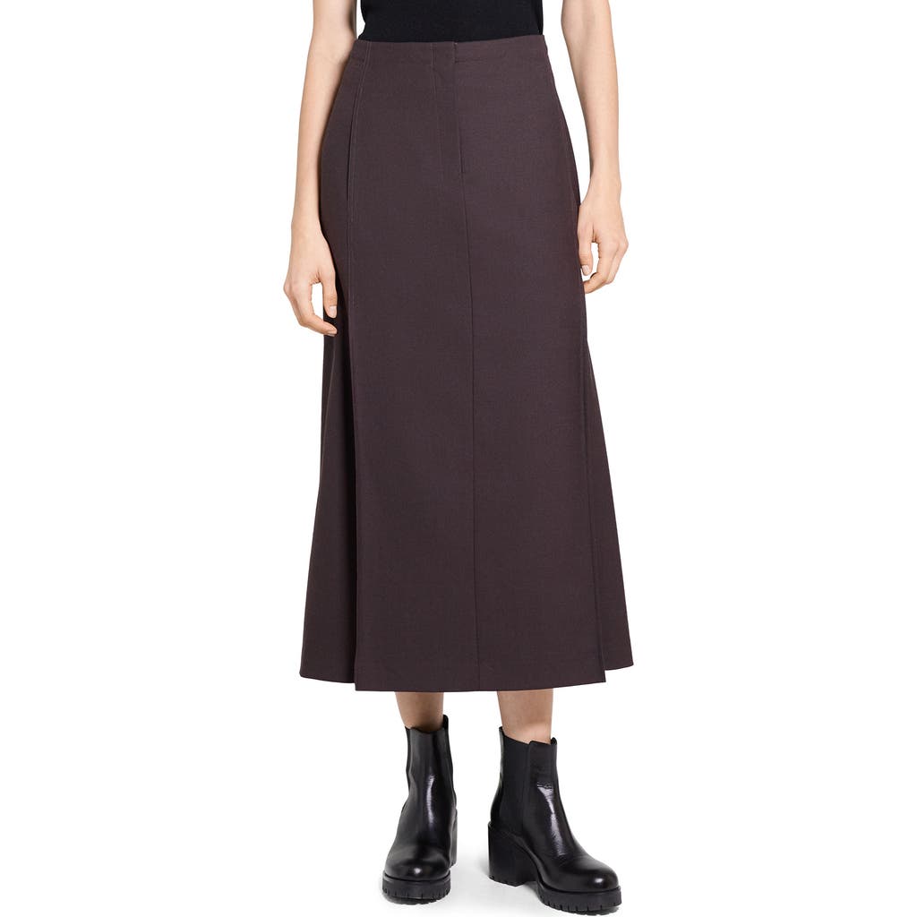 Theory Pleated A-line Skirt In Brown