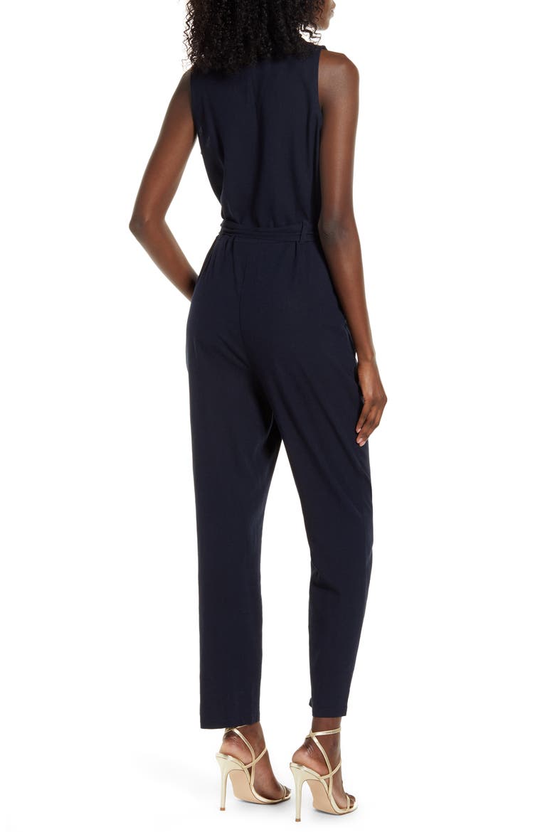 Helen Milo Sleeveless Tie Waist Jumpsuit, Alternate, color, NIGHT SKY