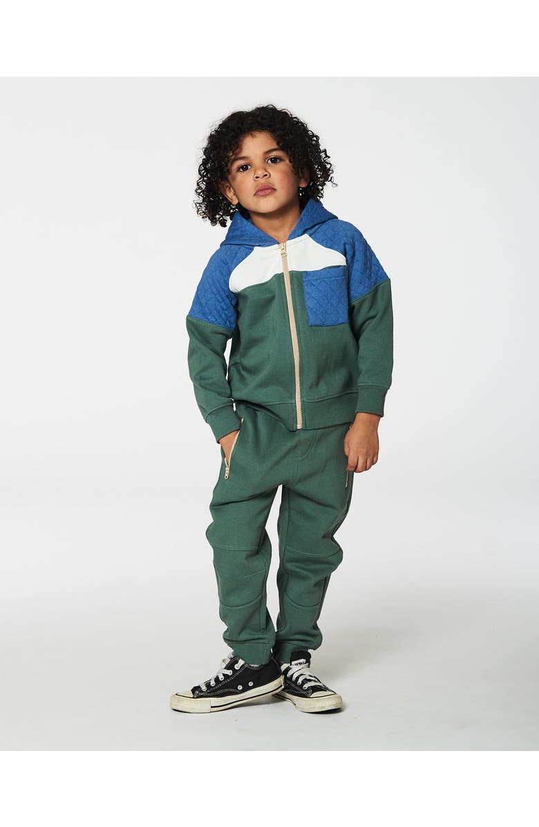 Deux par Deux Little Boy's Fleece Sweatpants With Zip Pockets Forest Green, Alternate, color, 
