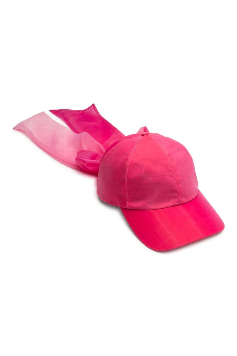 Lauren Back Bow Baseball Cap, Main, color, PINK