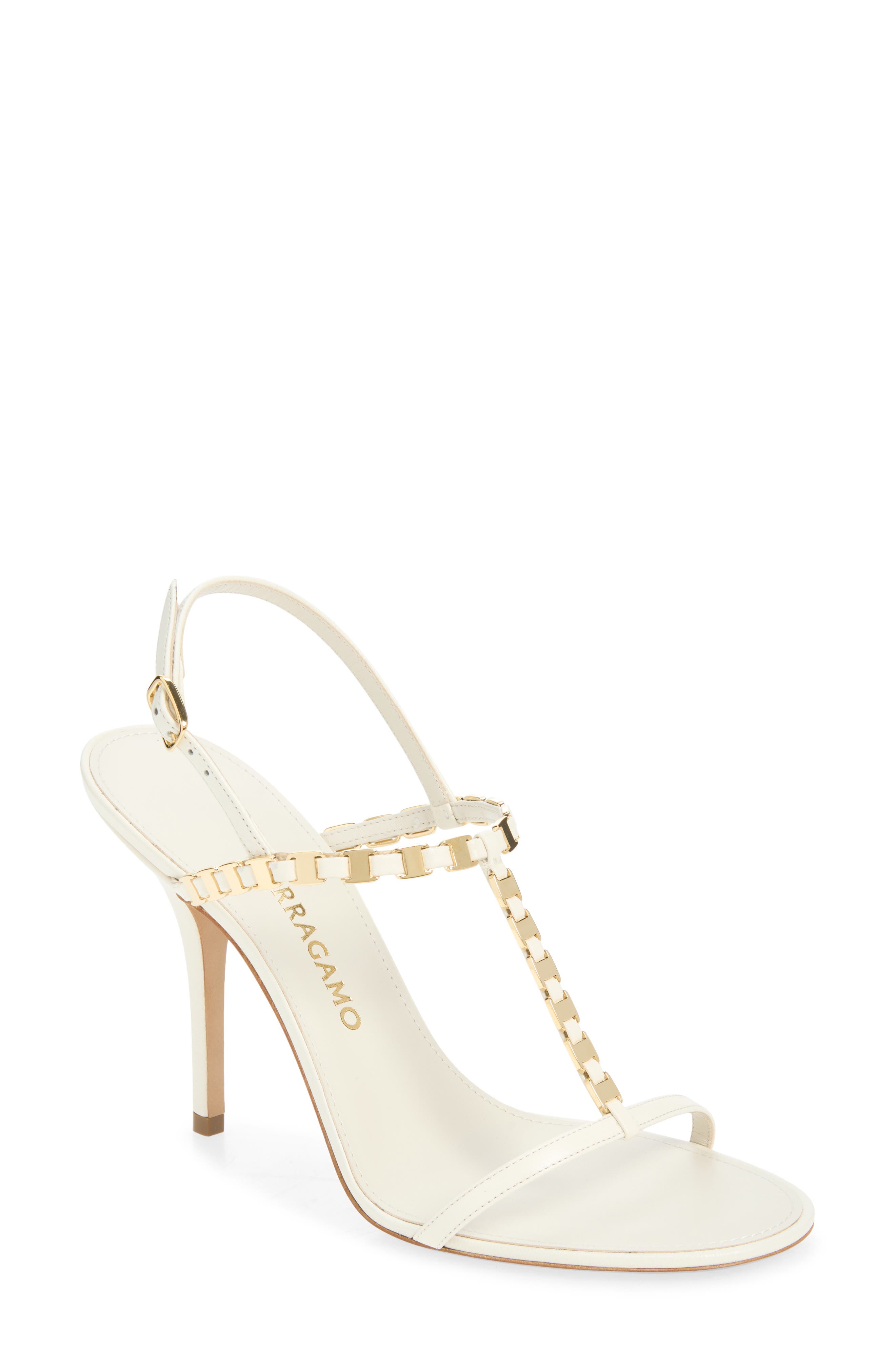 FERRAGAMO Estea Slingback T-Strap Sandal, Main, color, Florence Mascarpone