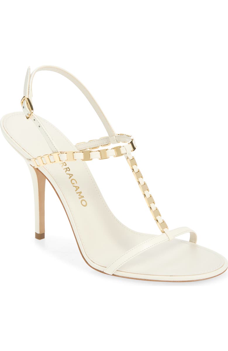 FERRAGAMO Estea Slingback T-Strap Sandal, Main, color, Florence Mascarpone