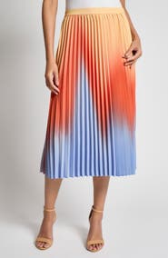 Misook Pleated Ombré Crêpe de Chine Skirt