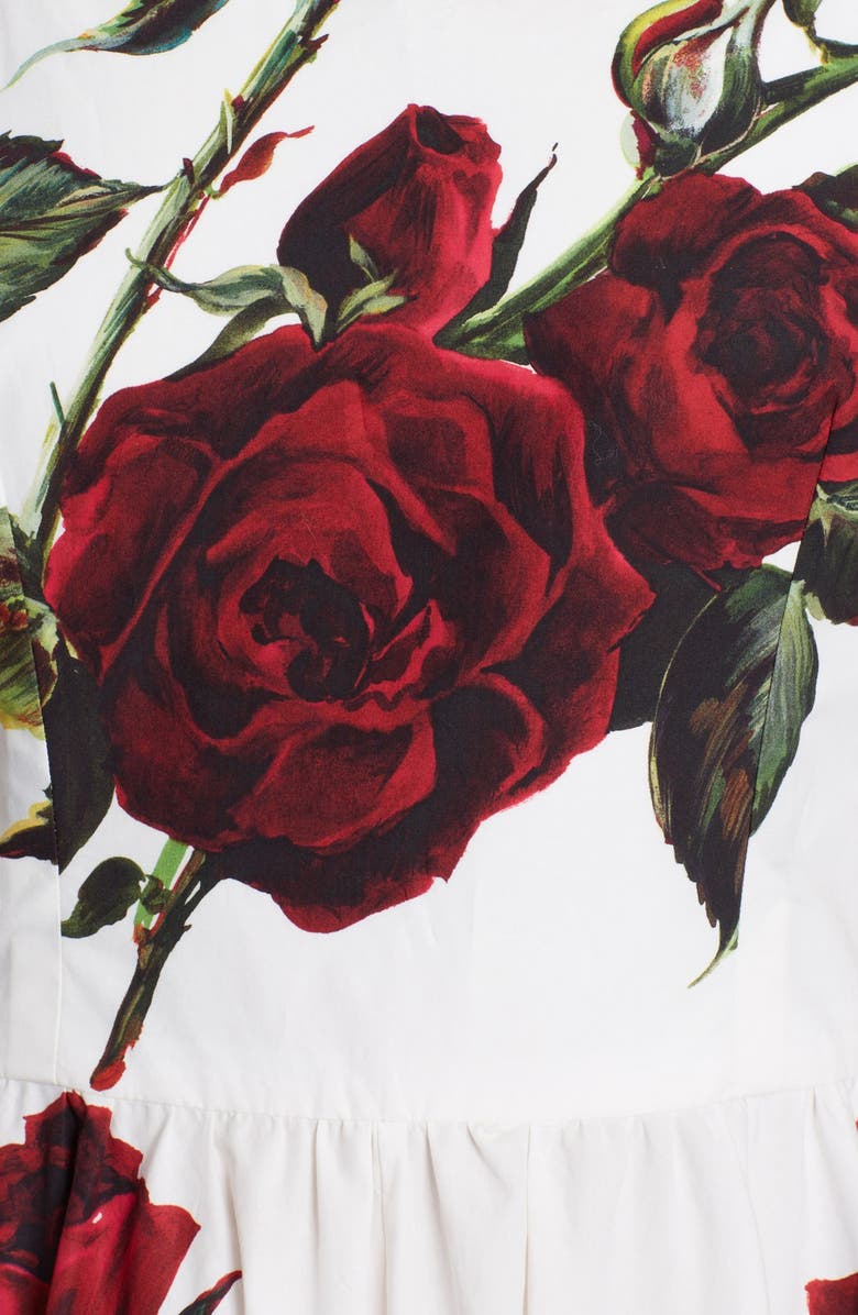 Dolce&Gabbana Rose Print Pleated Poplin Tank Dress, Alternate, color,