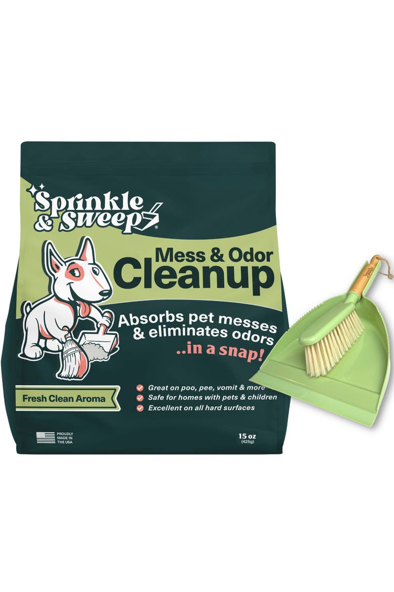 Pet Mess and Odor Cleanup Duo, 15oz Bag & Dustpan Broom, Main, color, Multicolored
