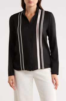 Longchamp Stripe Wool Zip Blouse