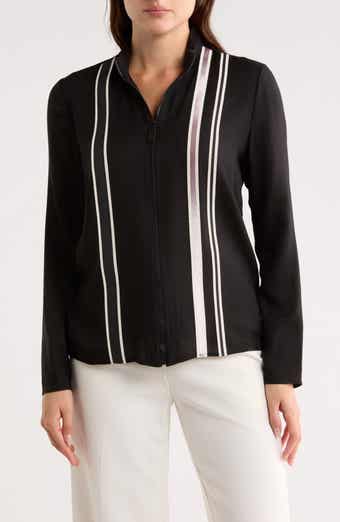 Longchamp Stripe Wool Zip Blouse