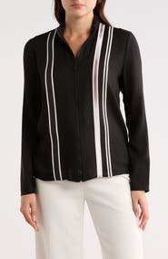 Longchamp Stripe Wool Zip Blouse