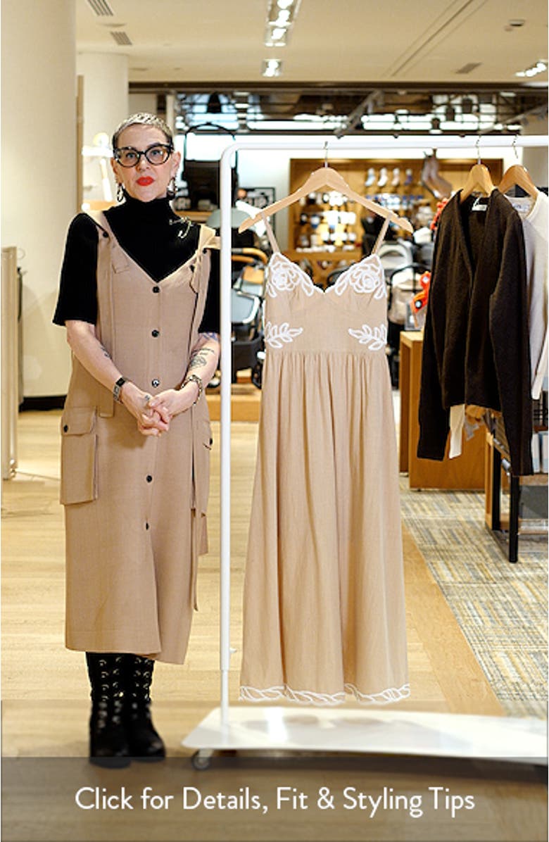 Embroidered V-Neck Midi Dress, sales video thumbnail