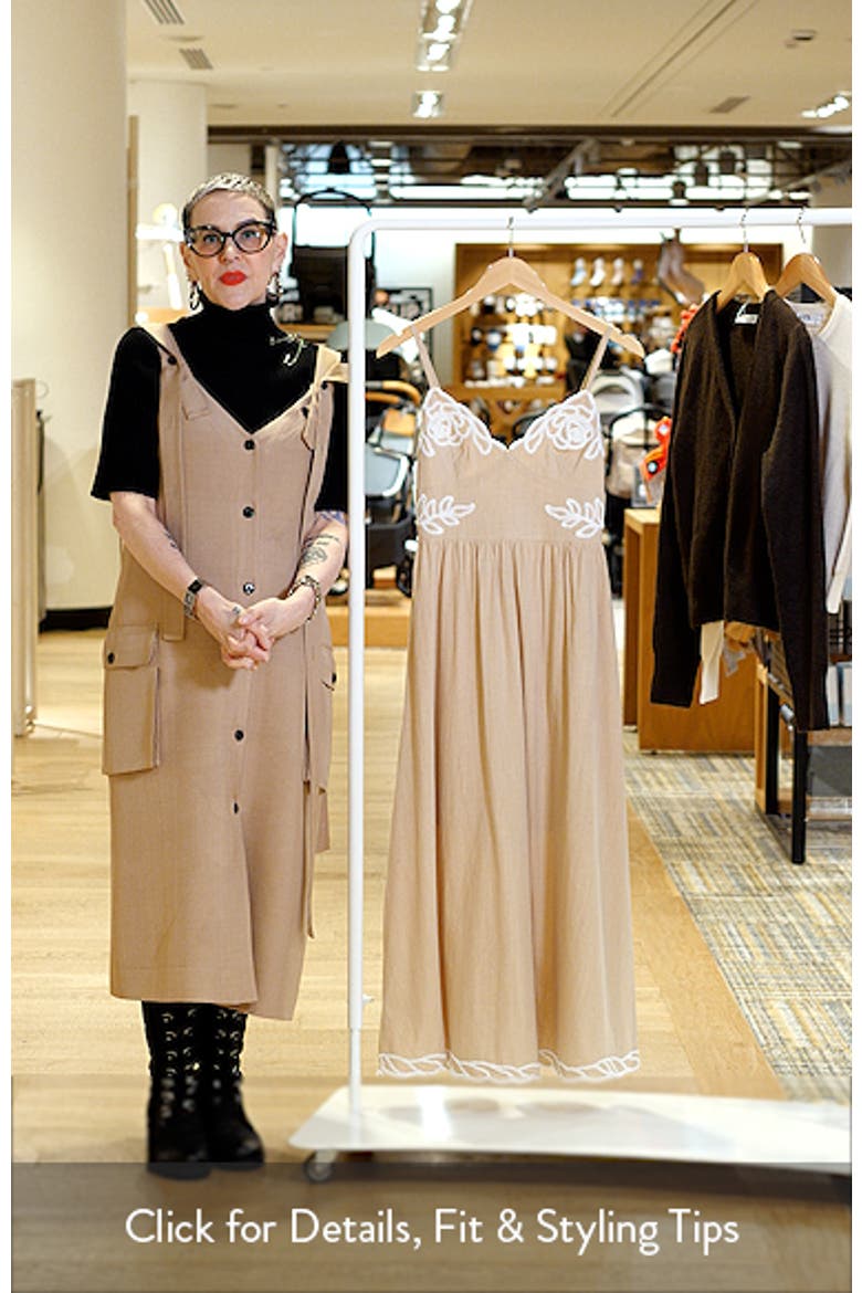 Embroidered V-Neck Midi Dress video