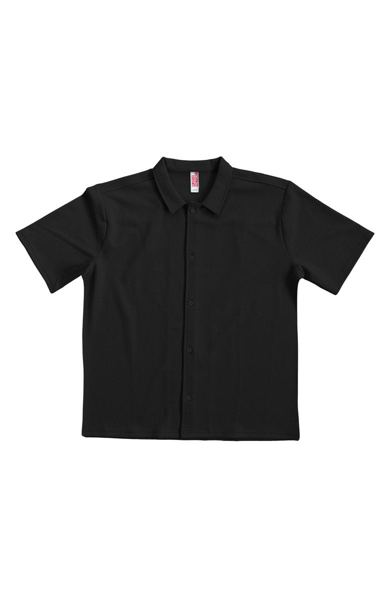 FLEECE FACTORY Checkbox Short Sleeve Stretch Button-Up Shirt, Alternate, color,