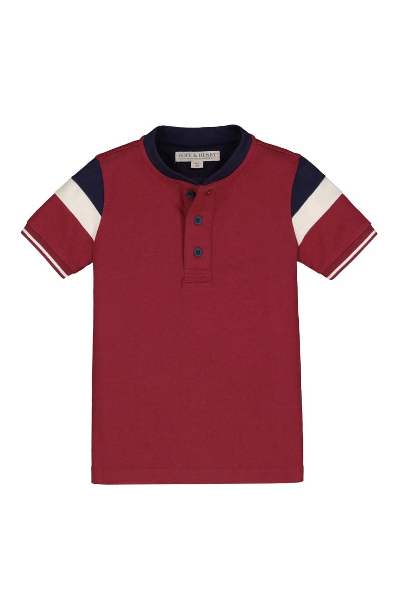 Hope & Henry Baby Boys' Short Sleeve Henley Tee, Infant, Alternate, color, Dark Red