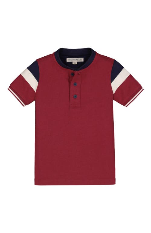 Hope & Henry Baby Boys' Short Sleeve Henley Tee, Infant In Red