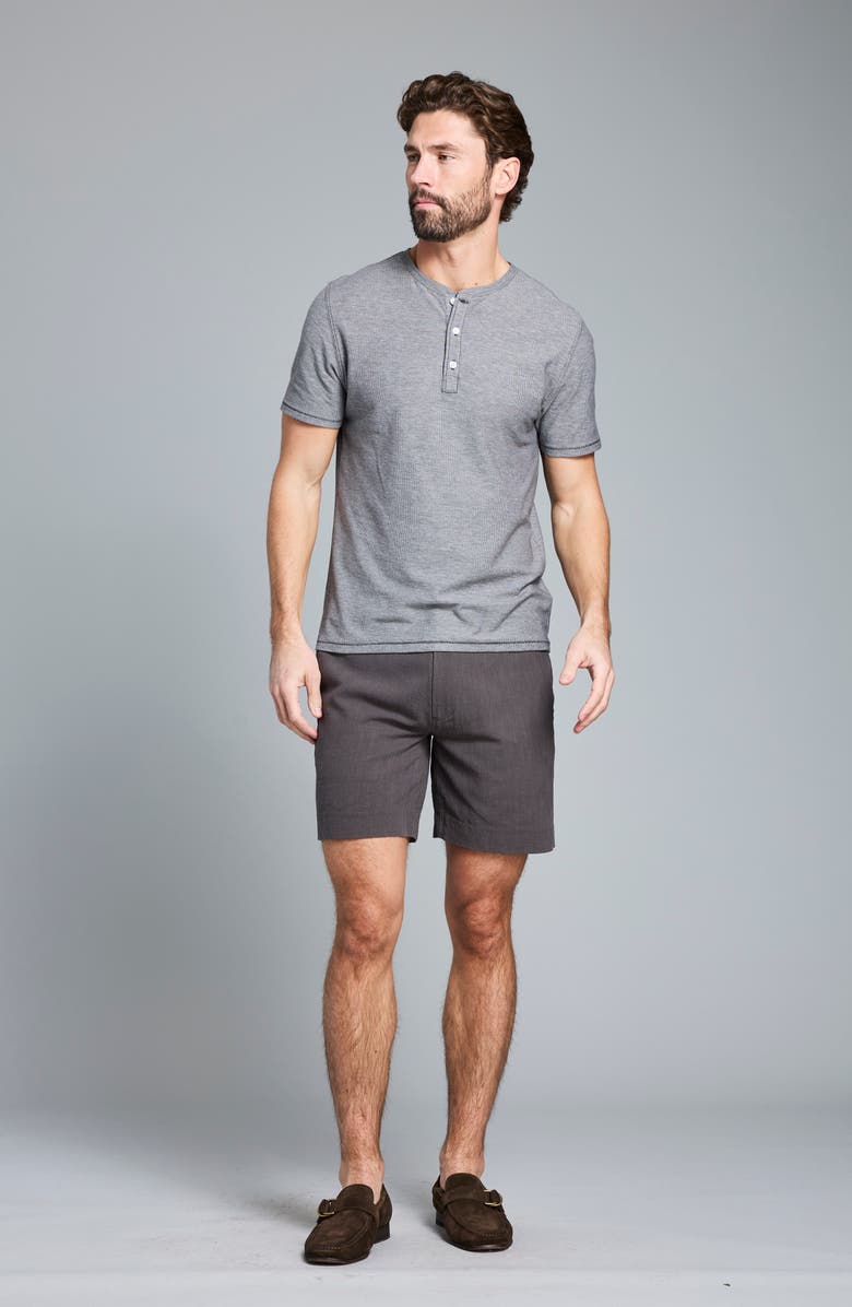 Billy Reid Bird's Eye Short Sleeve Henley, Alternate, color, Asphalt/ Tinted White