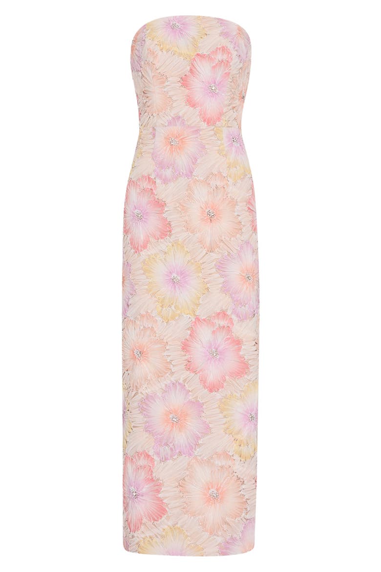 Kait Floral Embroidered Strapless Midi Dress, Alternate, color, RAINBOW MULTI