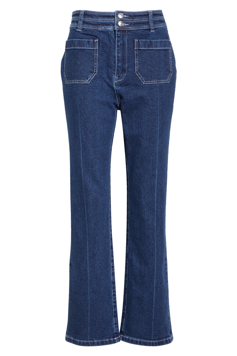 Dorothea Contrast Crease Wide Leg Ankle Jeans, Alternate, color, OCEANE/ IVORY