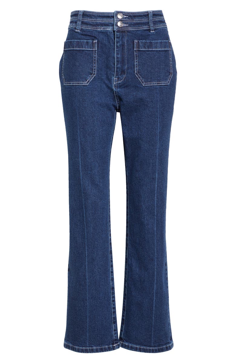 Cinq à Sept Dorothea Contrast Crease Wide Leg Ankle Jeans, Alternate, color, Oceane/ Ivory