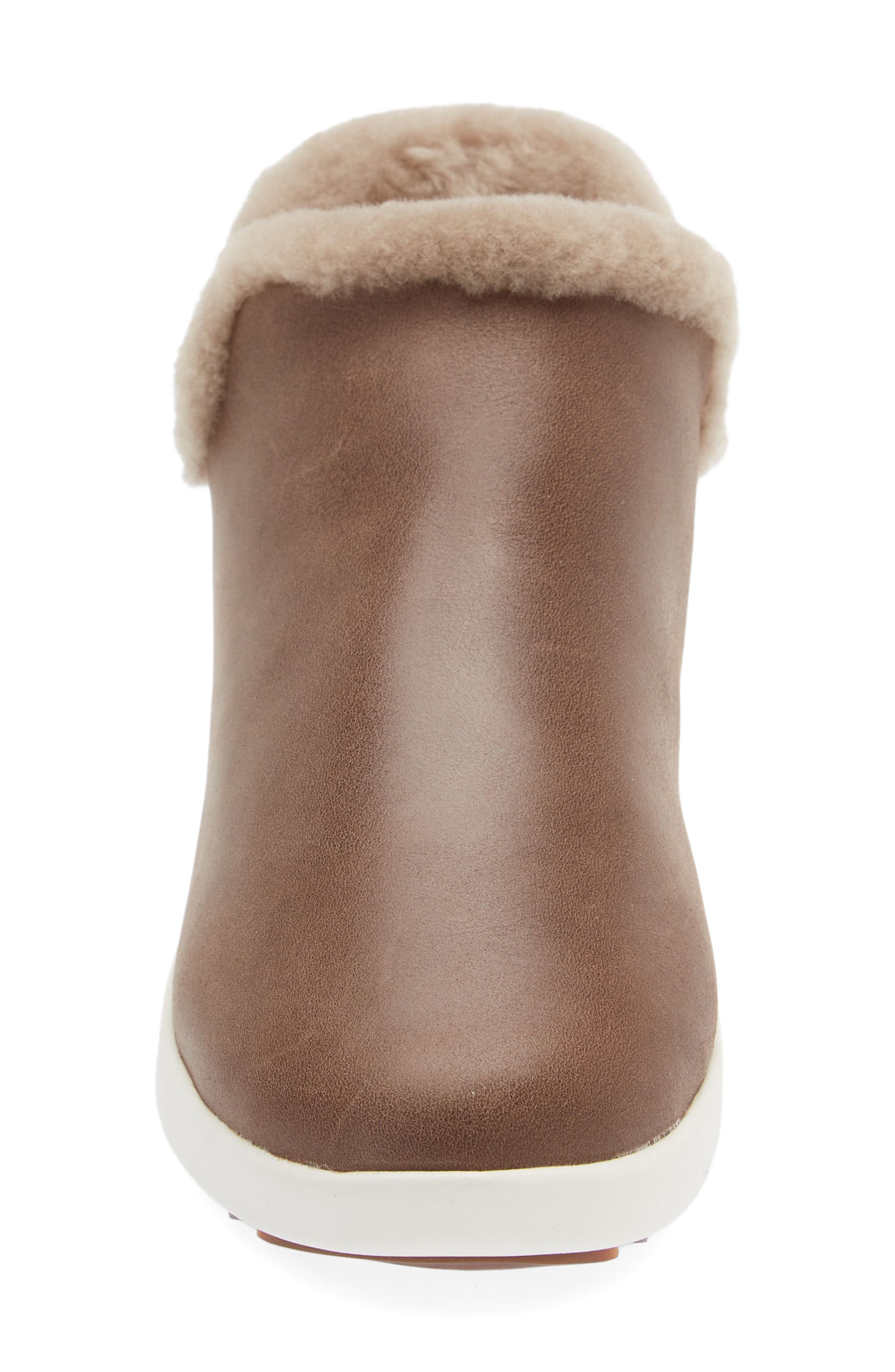 Malua Hulu Genuine Shearling Waterproof Slip-On Sneaker, Alternate, color, WARN TAUPE/ OFF WHITE