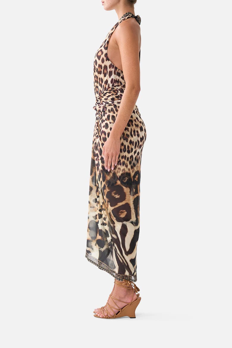 Side Twist Jersey Dress, Alternate, color, Leotigra Land