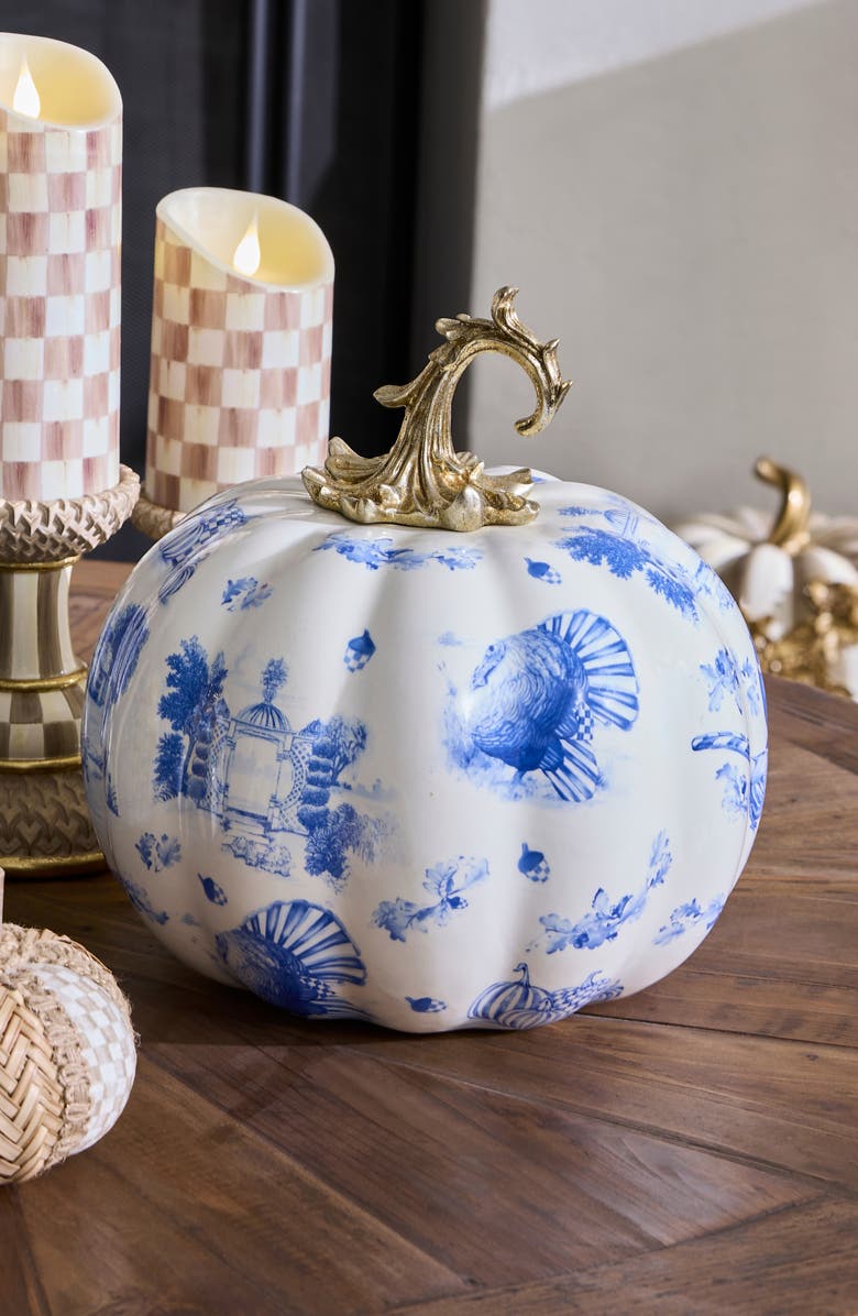 MACKENZIE CHILDS Royal Autumn Toile Pumpkin, Alternate, color, Royal