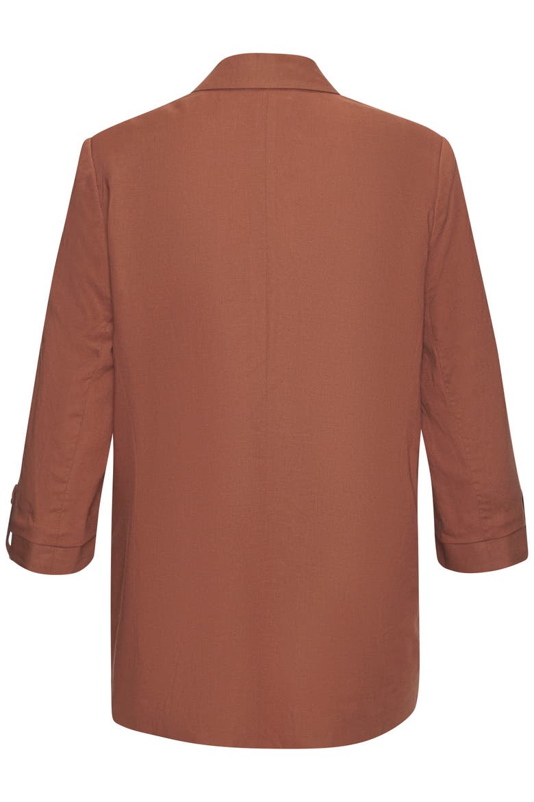 Open Front Linen Blazer, Alternate, color, Cognac