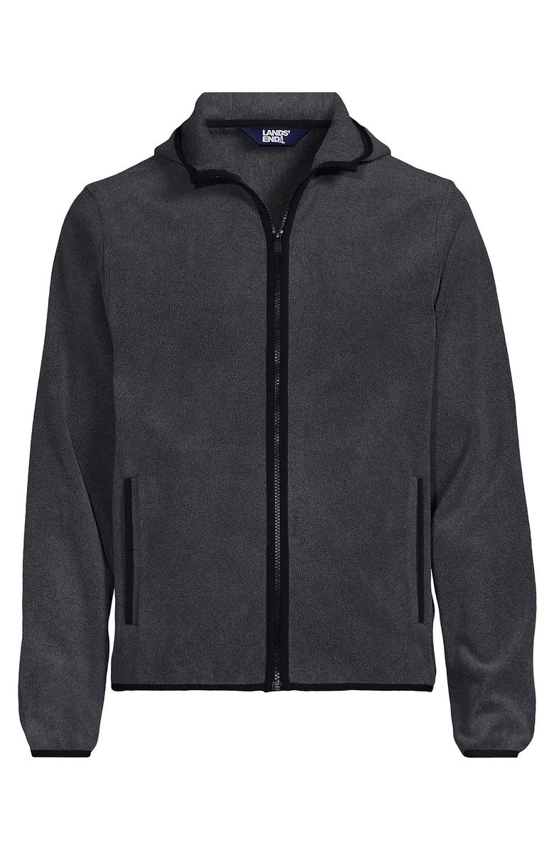 Lands' End Anyweather Fleece Hooded Full Zip Jacket, Alternate, color, Dark Charcoal Heather