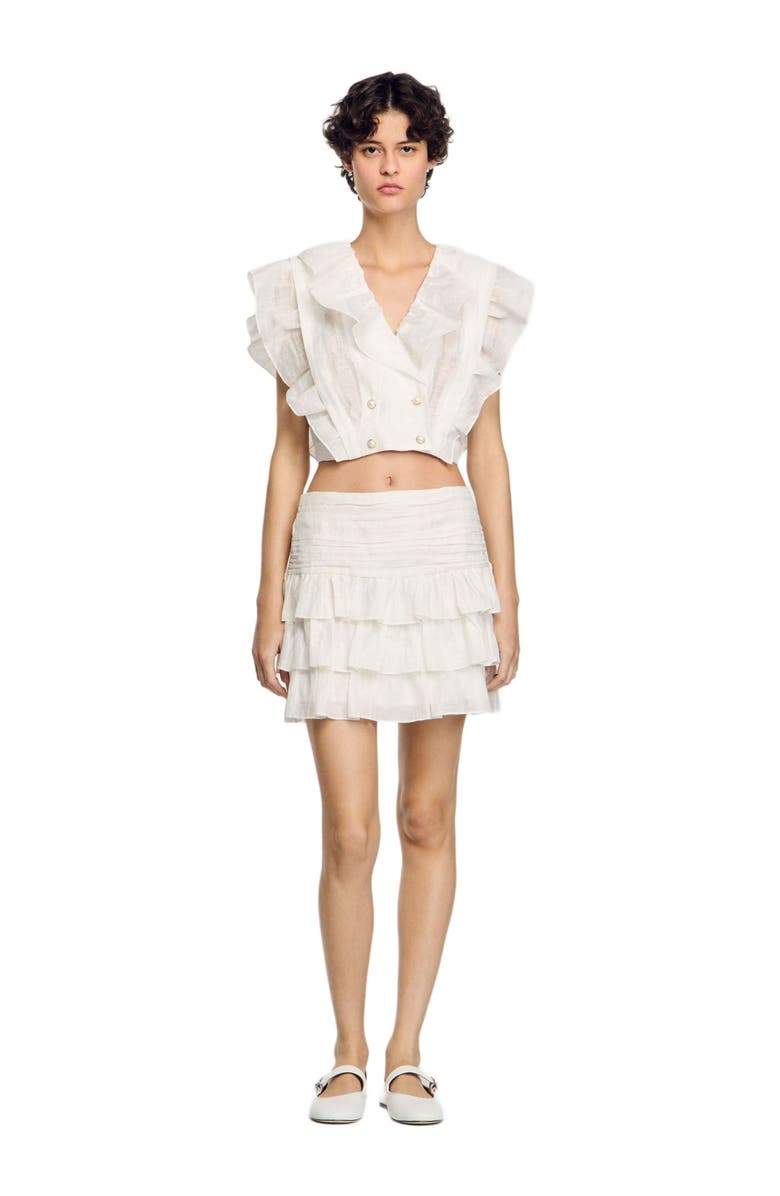 SANDRO Ruffled crop top, Main, color, 