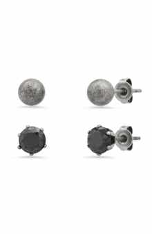 STEELTIME Men's Set of 2 Assorted Stud Earrings
