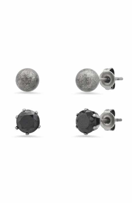 STEELTIME Men's Set of 2 Assorted Stud Earrings