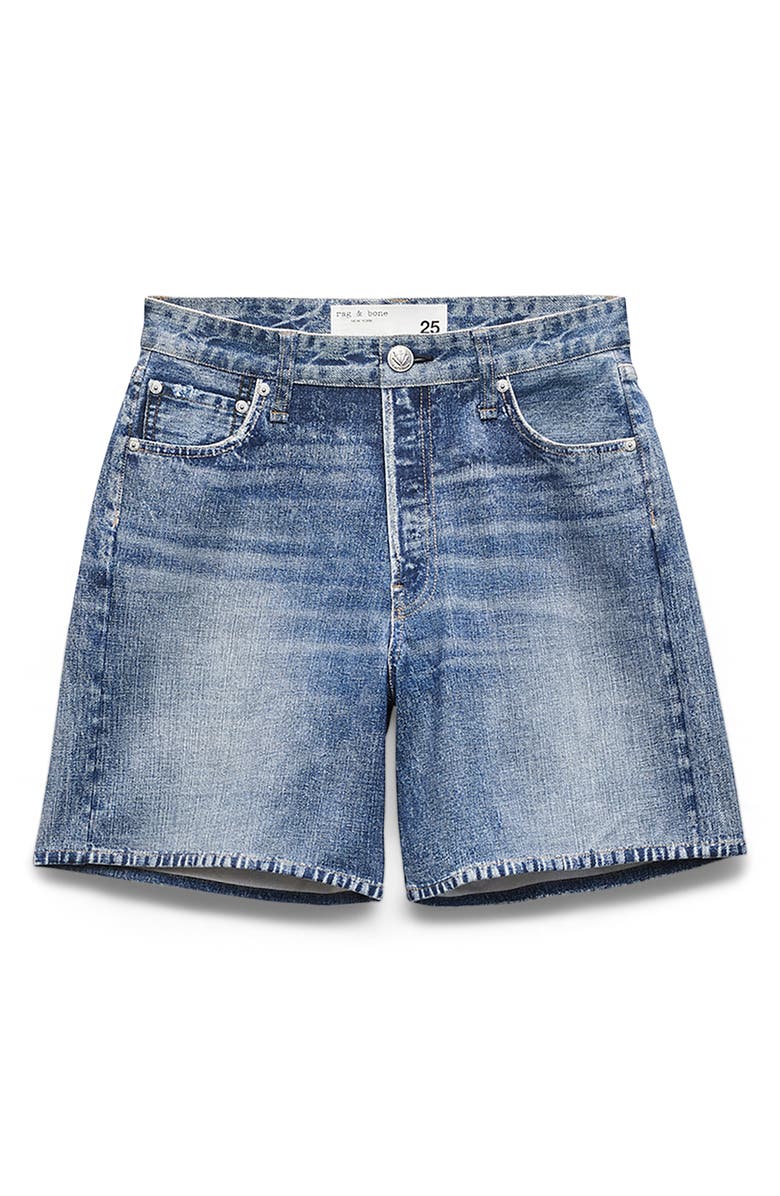 rag & bone Miramar Refine Knit Kaia High Waist Relaxed Fit Faux Denim Ponte Shorts, Alternate, color, Hampton